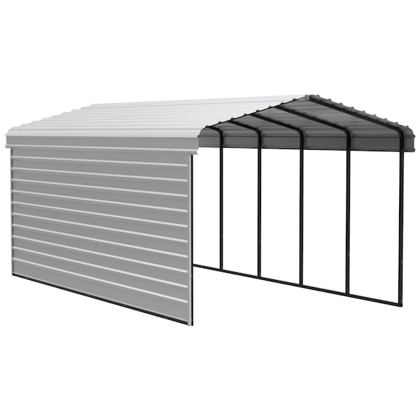 Arrow Storage Products Galvanized Steel Carport, W/ 1-Sided Enclosure, Compact Car Metal Carport Kit, 12'x24'x9', Eggshell CPH122409ECL1 - main